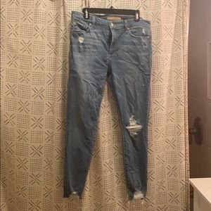 Light wash distressed joes jeans